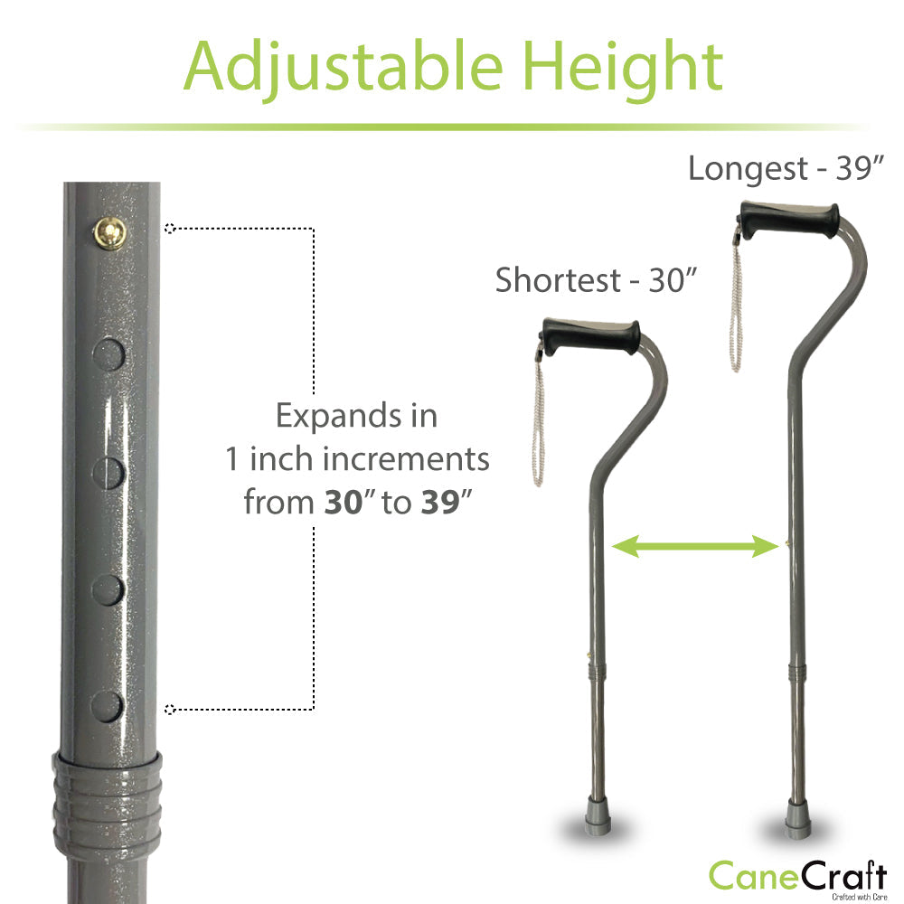 Offset Handle Cane Adjustable Height - Pearl Grey