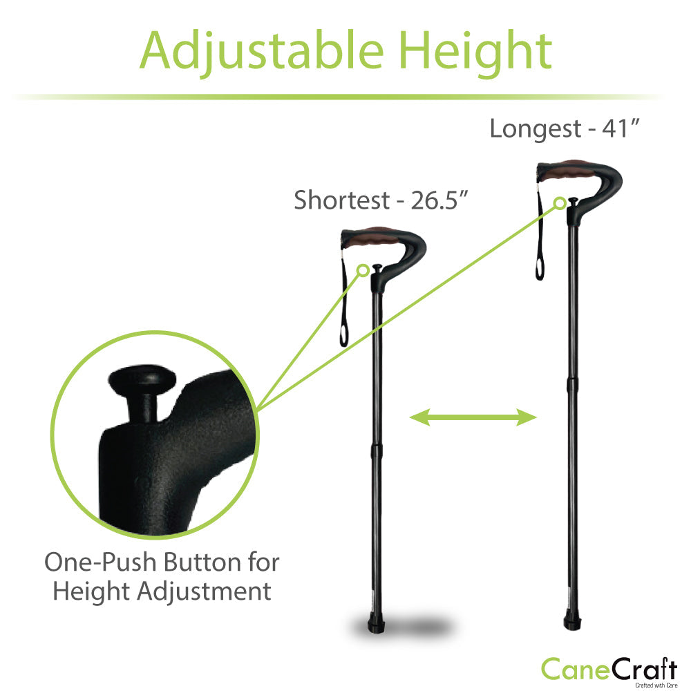 Black Orthopedic tall offset cane