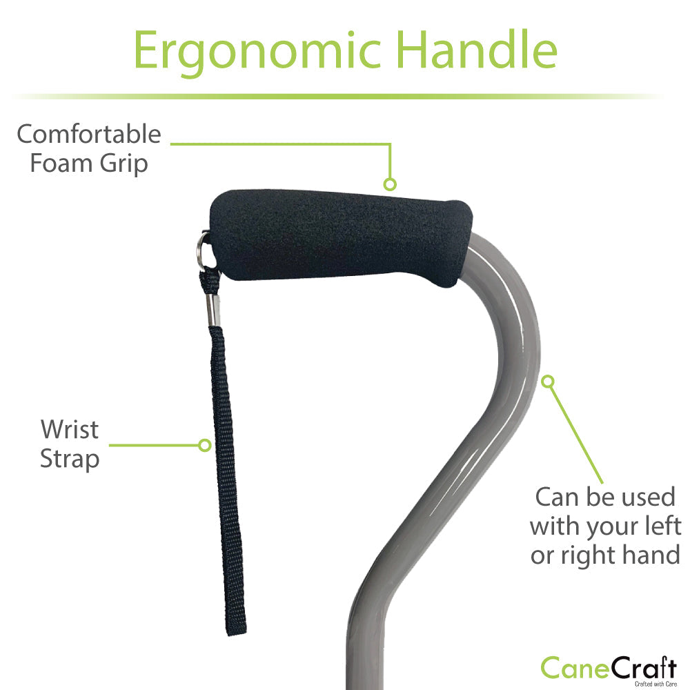 Heavy Duty Bariatric Cane with Ergonomic Foam Handle - Silver