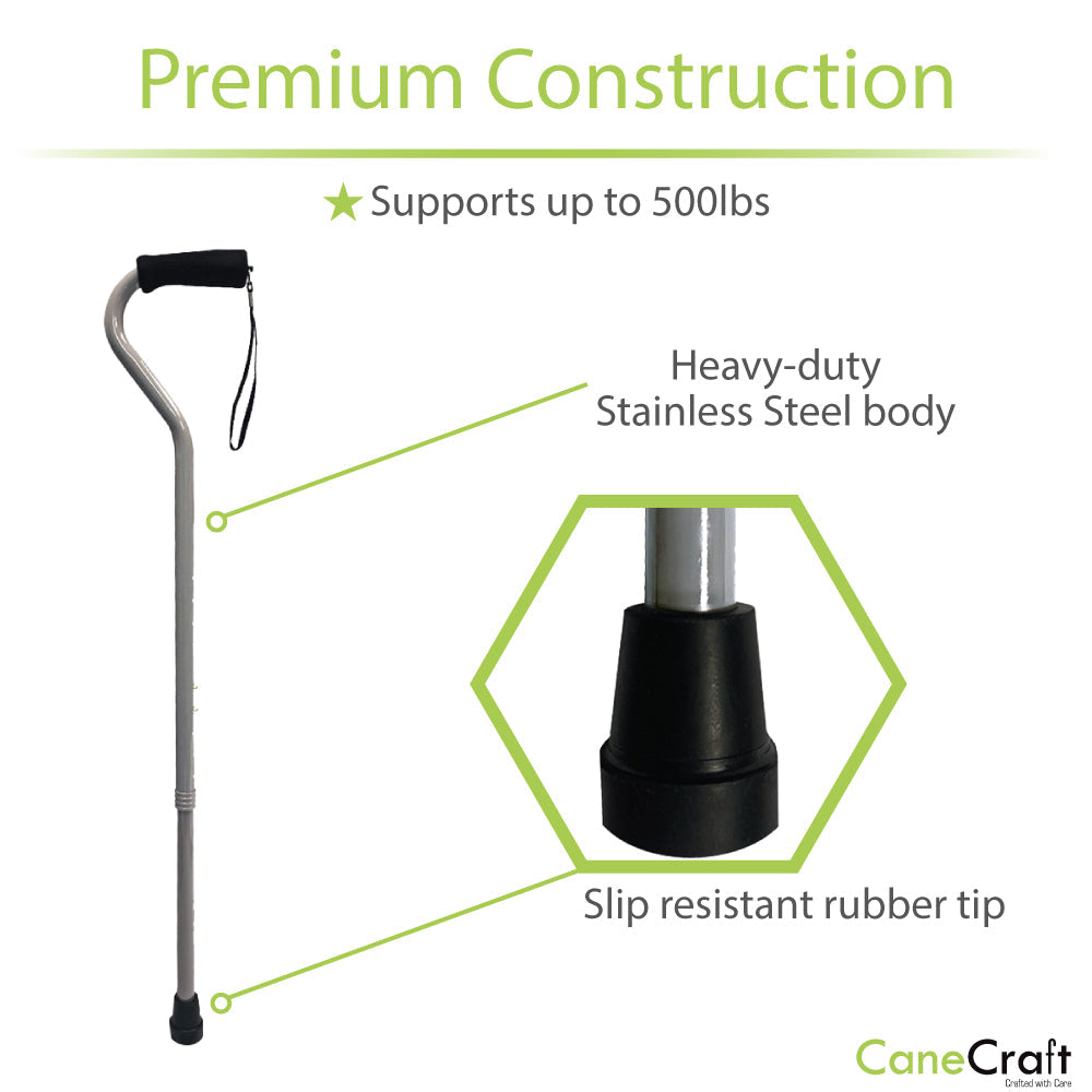 Heavy Duty Bariatric Cane Weight Capacity 500 lbs - Silver