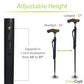 Carbon Fiber Adjustable Folding Cane Ultra Lightweight is height adjustable from 33" to 37" with a push button along with an anti-rattle lock.