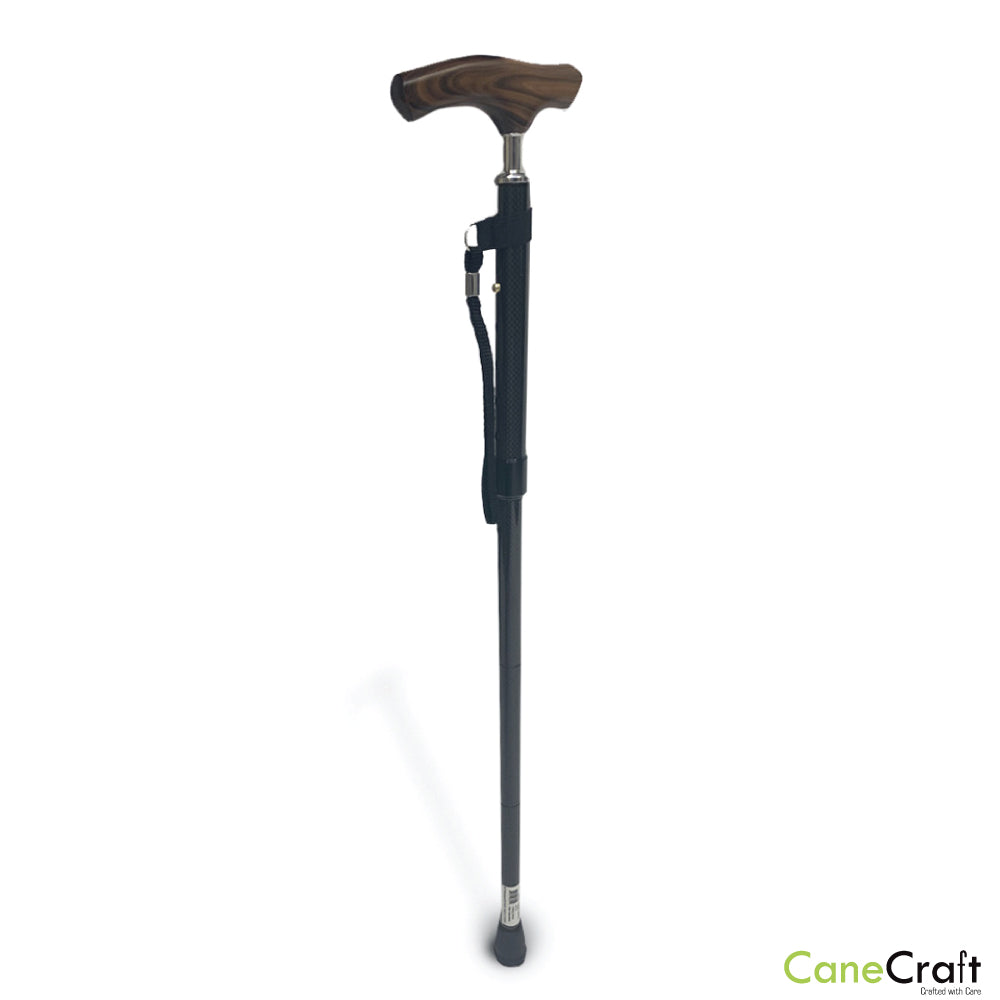 Ultra Lightweight Carbon Fiber Adjustable Folding Cane with wrist strap