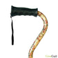 Offset soft rubber handle cane with a convenient wrist strap
