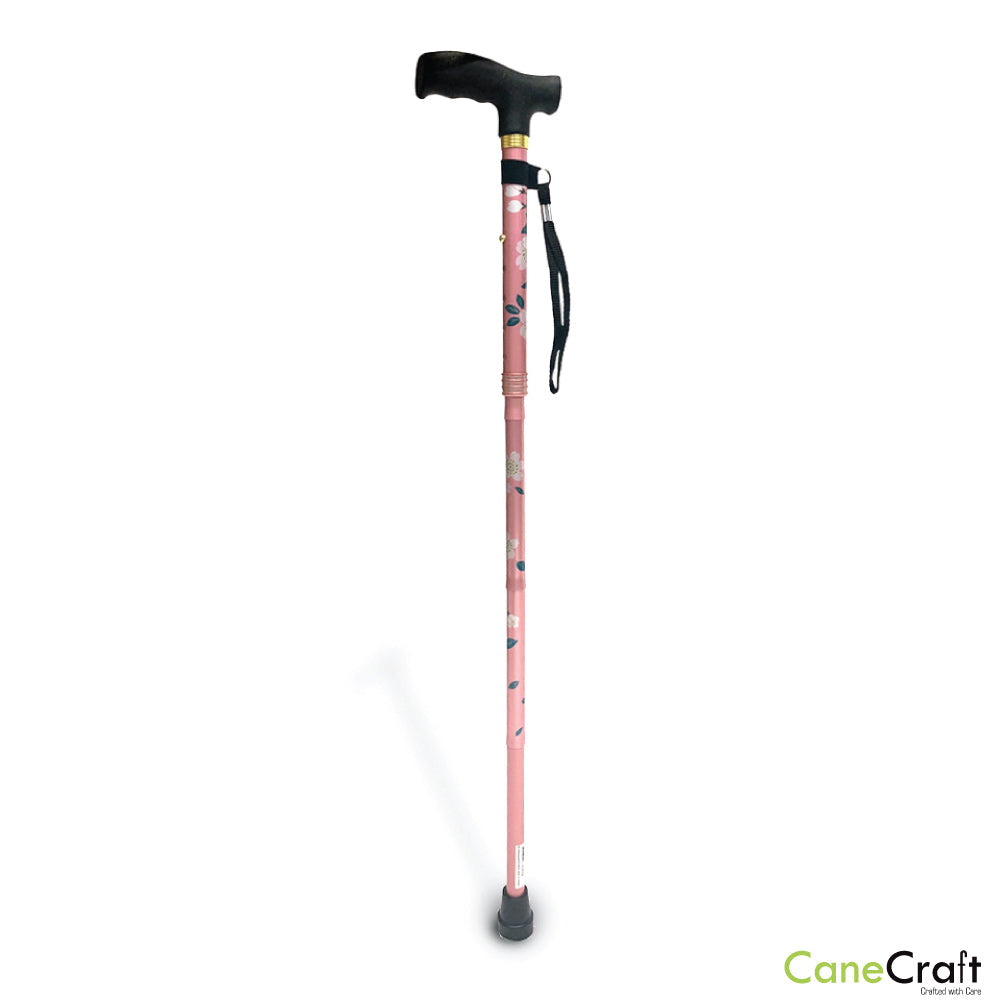 Folding Collapsible Cane Standing Purple Blossom