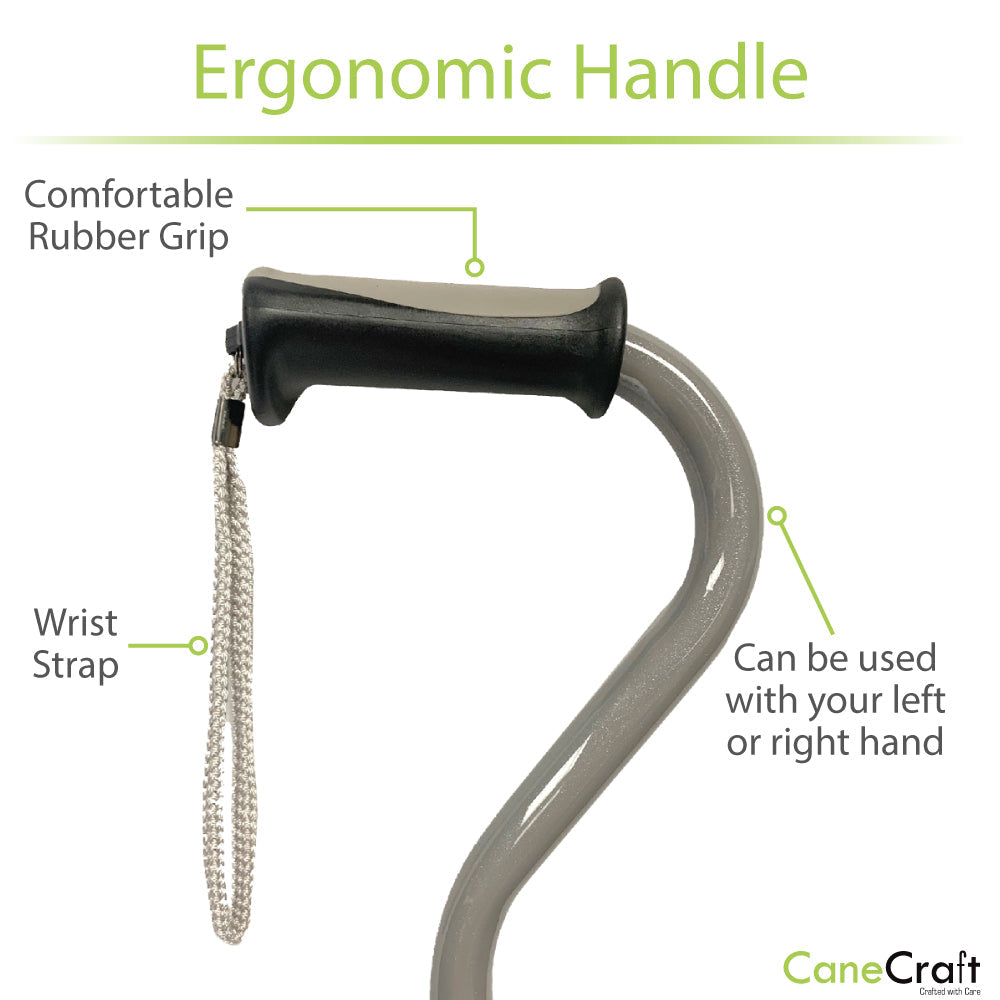 Offset Handle Cane with Ergonomic Handle - Pearl Grey