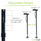 Folding Cane Black with Adjustable Height from 33" to 37" with 1" increments to match your height.