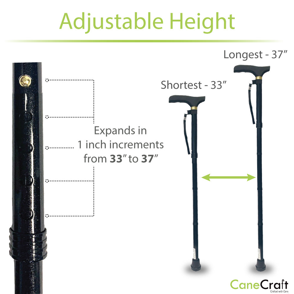 Folding Cane with Silicon Gel Handle with Height Adjustable from 33" to 37"