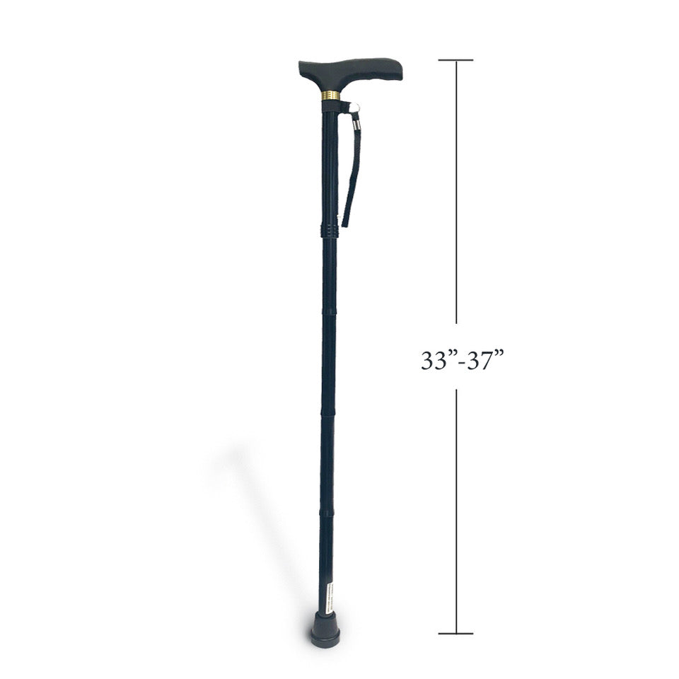Folding Cane Height Dimensions Black with Silicon Handle