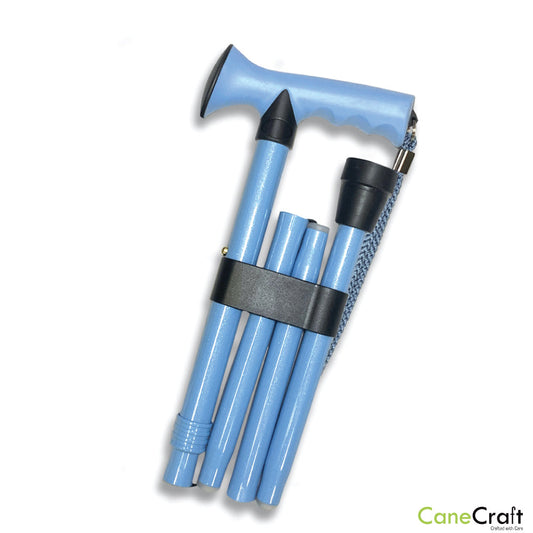 Folding Cane Folded Aqua Blue