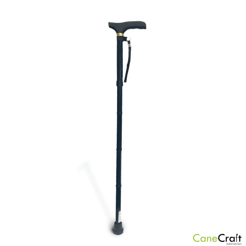 Folding Cane Standing Black with Silicon Handle