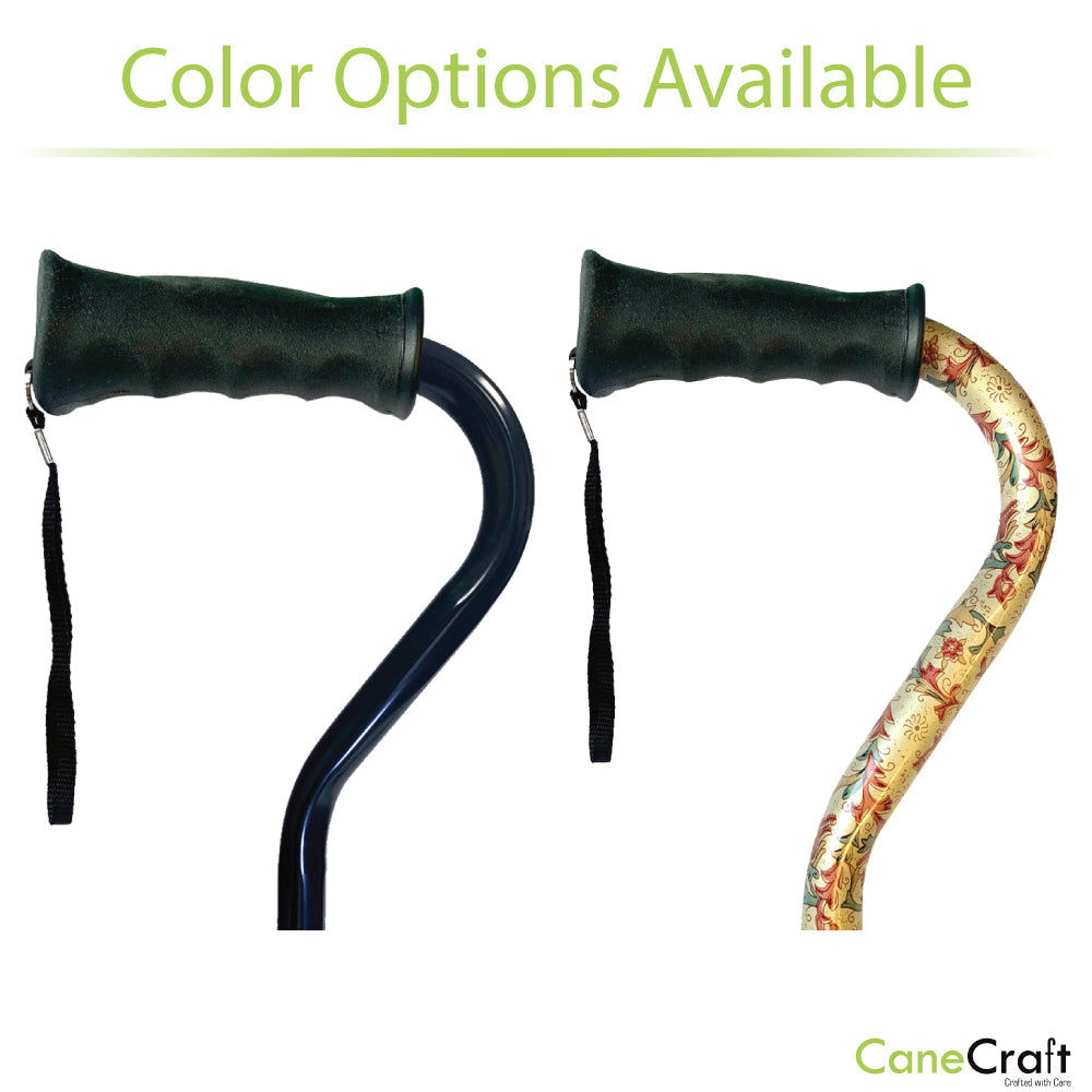 The Adjustable offset folding cane has different colors and designer variants.