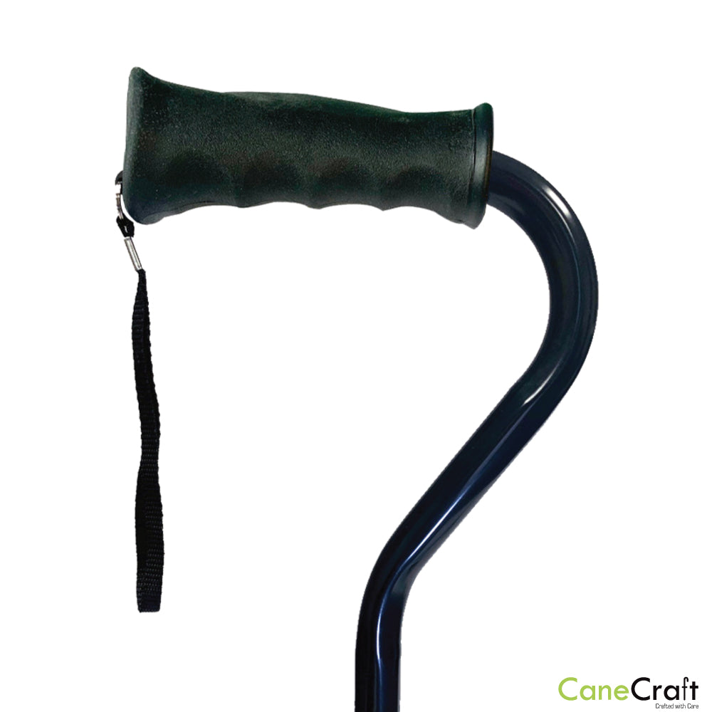 Palm Grip Offset soft rubber handle cane with a wrist strap