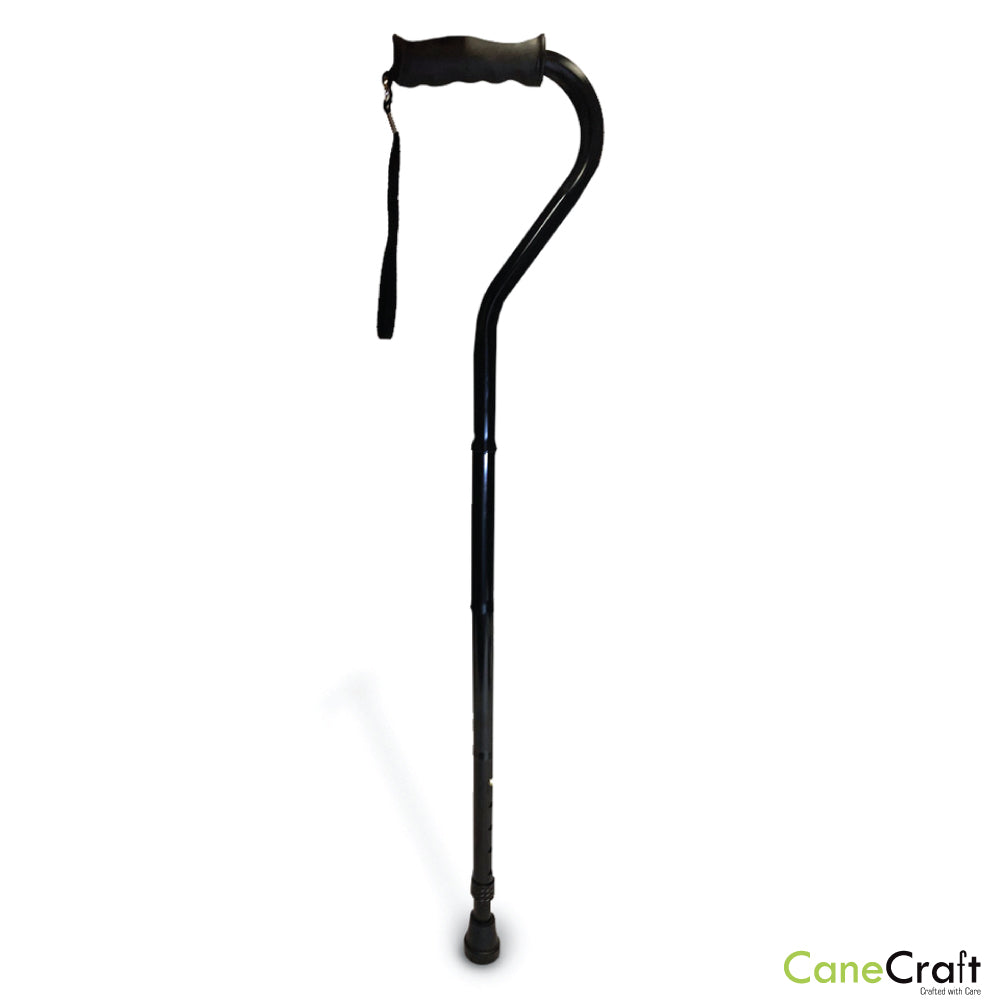 Black Offset Folding Cane has an anti-slip rubber tip that improves your balance on all types of surfaces.