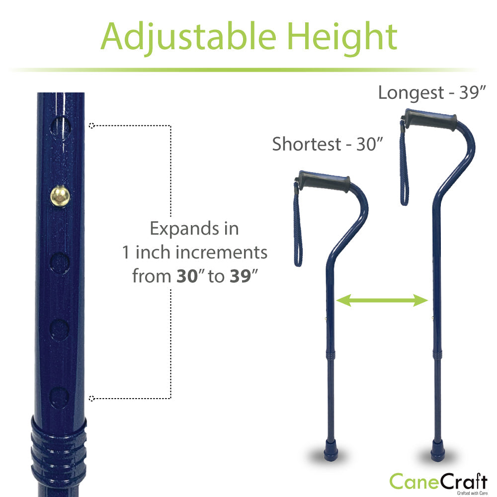 Offset Cane with adjustable height from 30" to 39" with 1" increments 