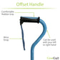 Offset Handle Walking Cane with wrist strap 