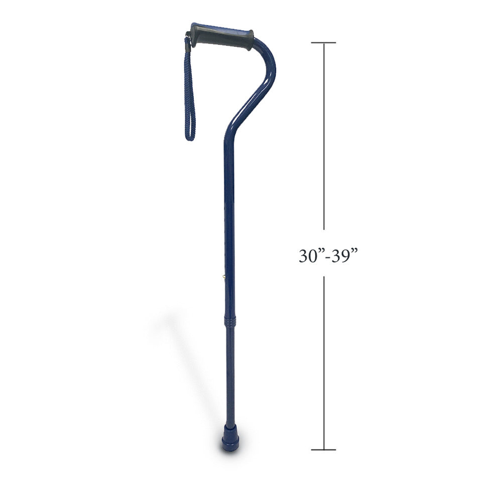 Dimensions for Offset Cane with Soft Rubber Grip in Dark Blue