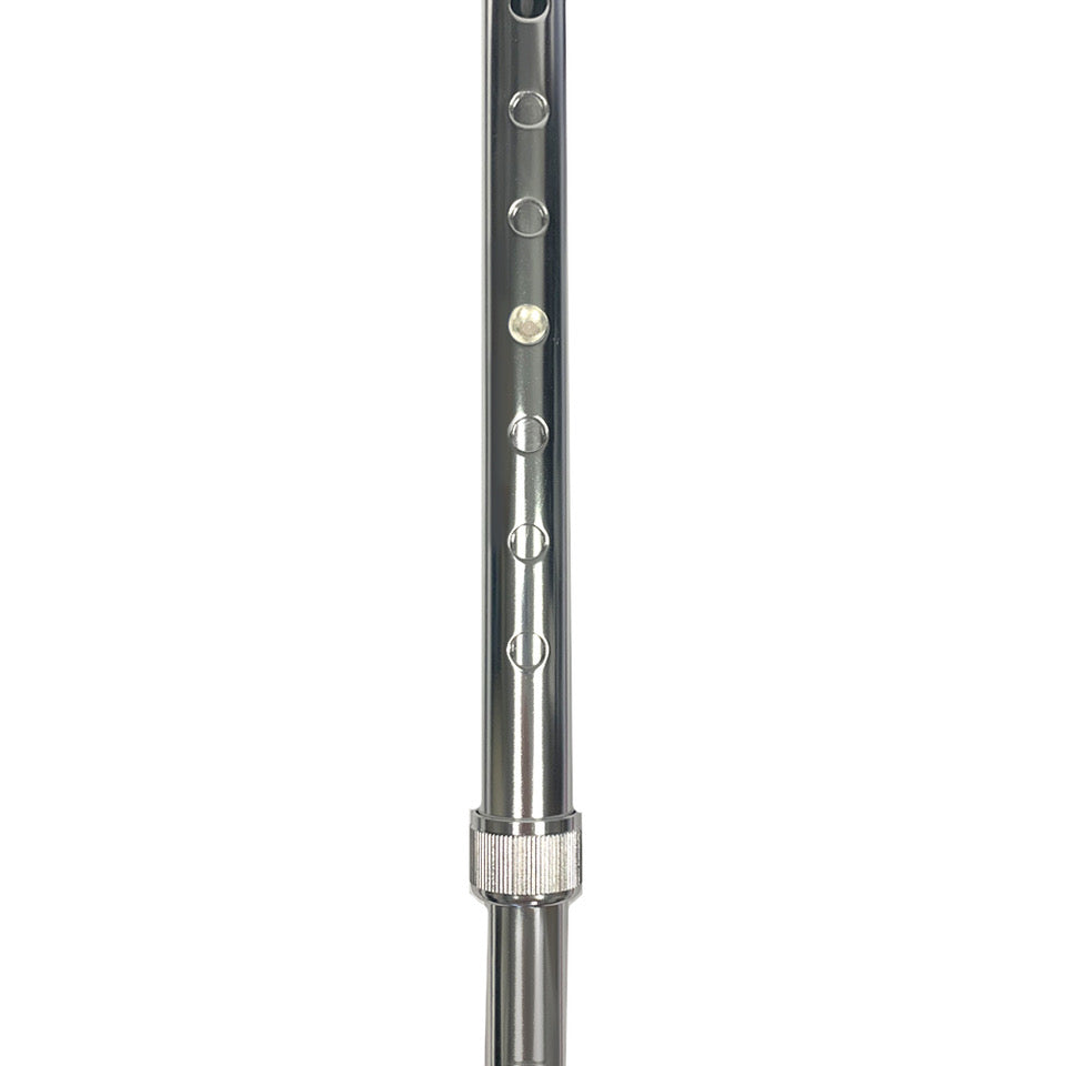 Offset Cane Height Adjustable with Soft Foam Handle in Silver