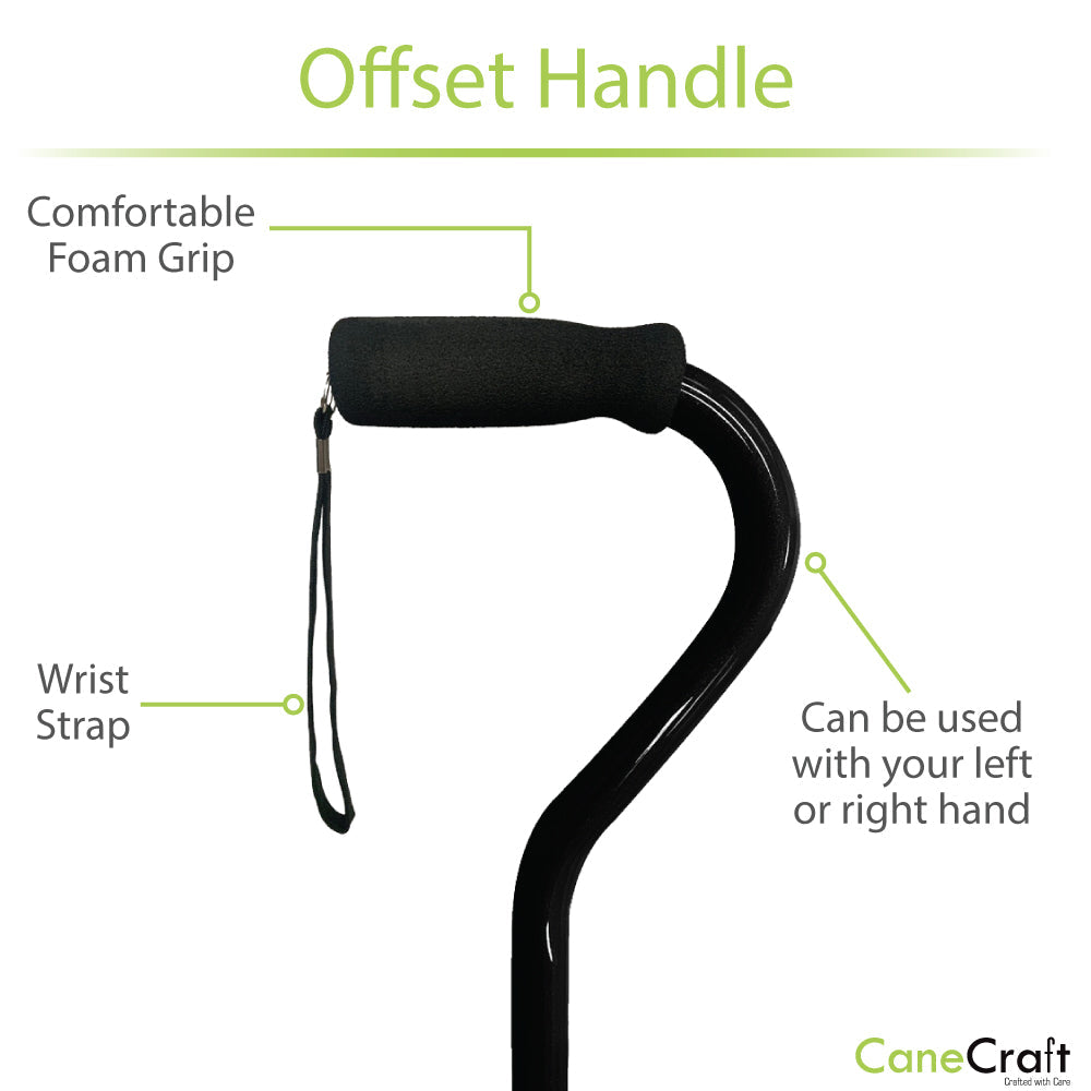 Offset Cane with Foam Handle in Black