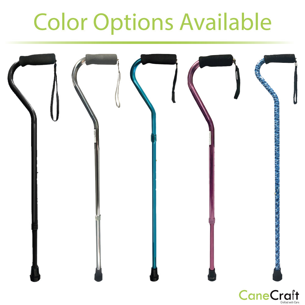 Offset Handle Cane Available in Colors Black, Silver, Blue, Magenta and Blue Camo