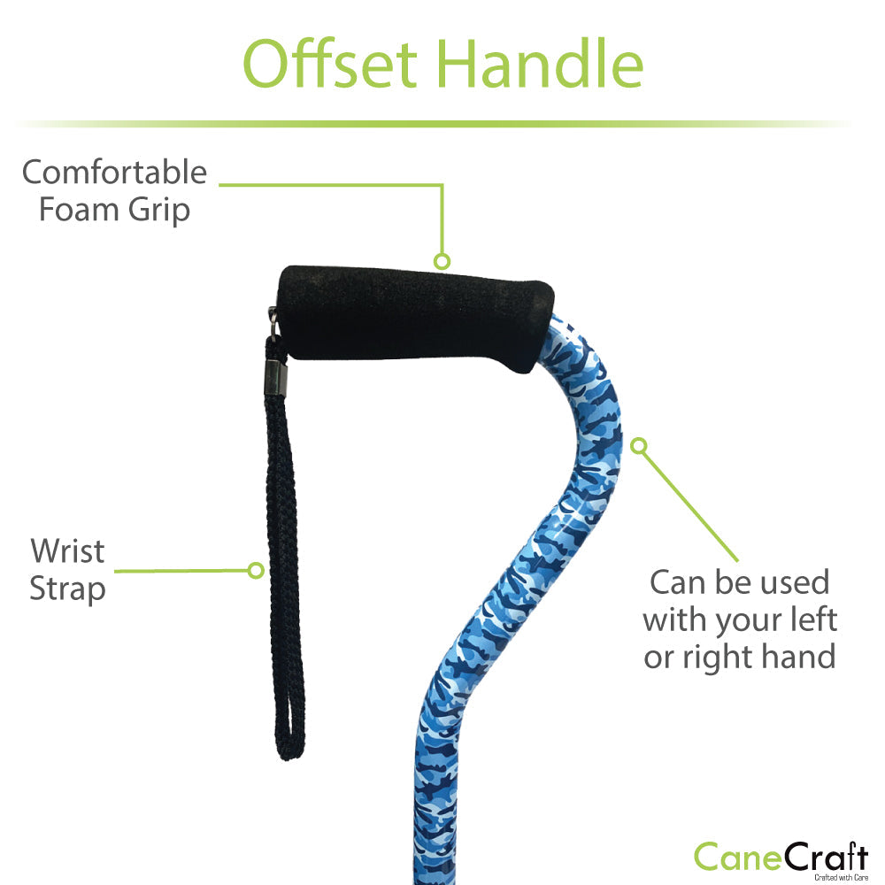 Offset Cane with Foam Handle in Blue Camo