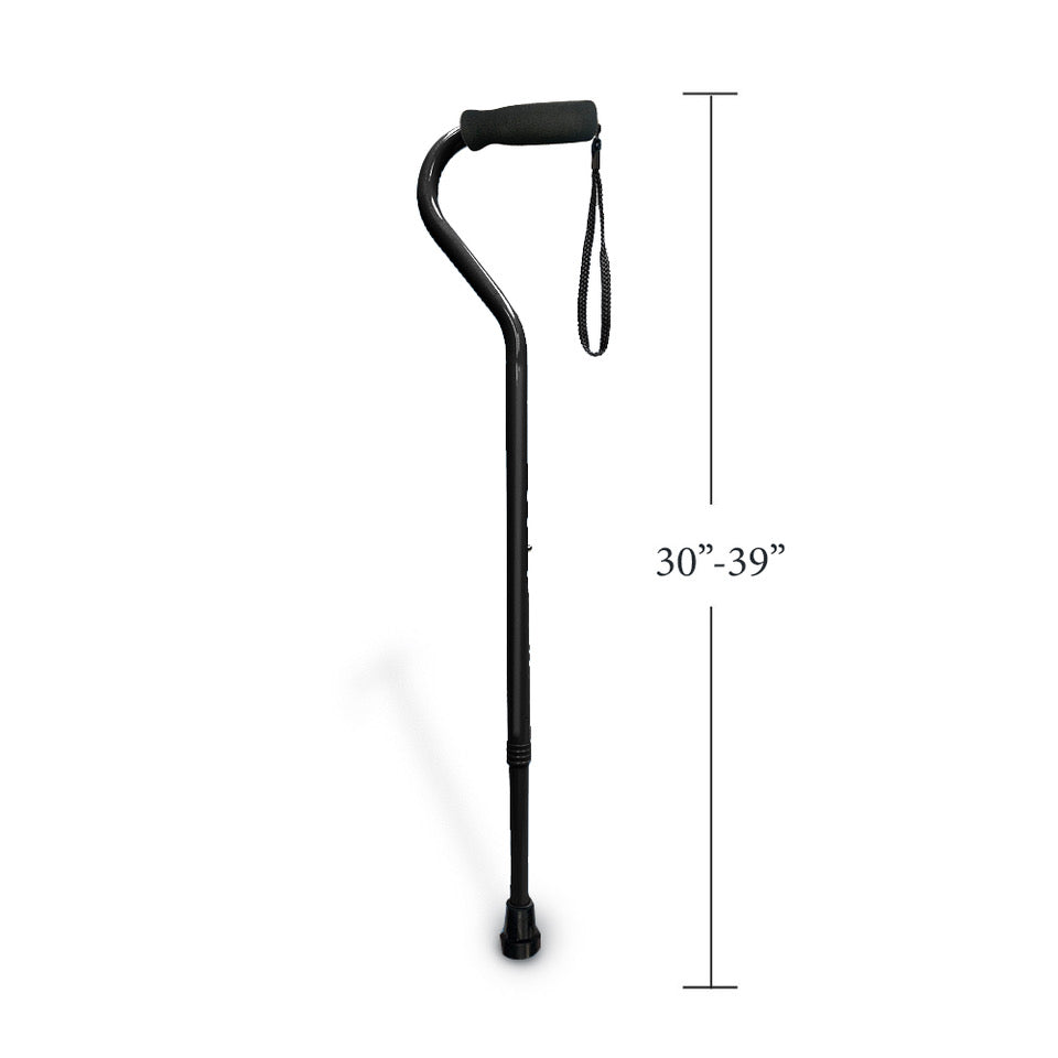 Offset Handle Cane Dimensions in Black