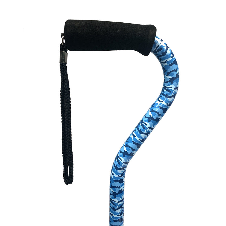 Offset Cane with Soft Foam Handle in Blue Camo
