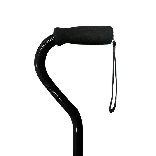 Offset Handle Cane with Soft Foam Handle in Black