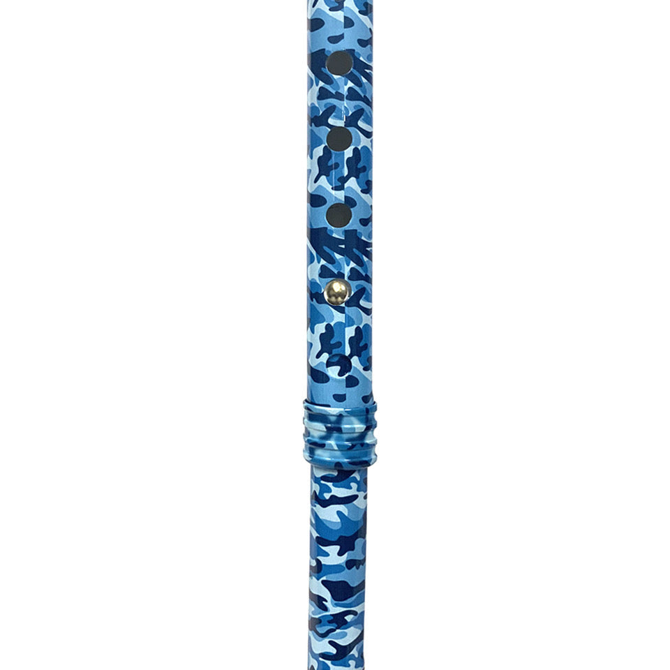 Offset Cane Height Adjustable with Soft Foam Handle in Blue Camo