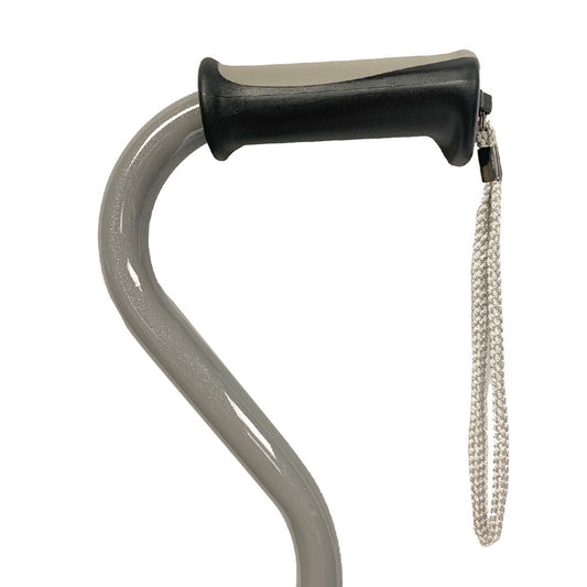 Offset Handle Cane with Soft Rubber Grip - Pearl Grey