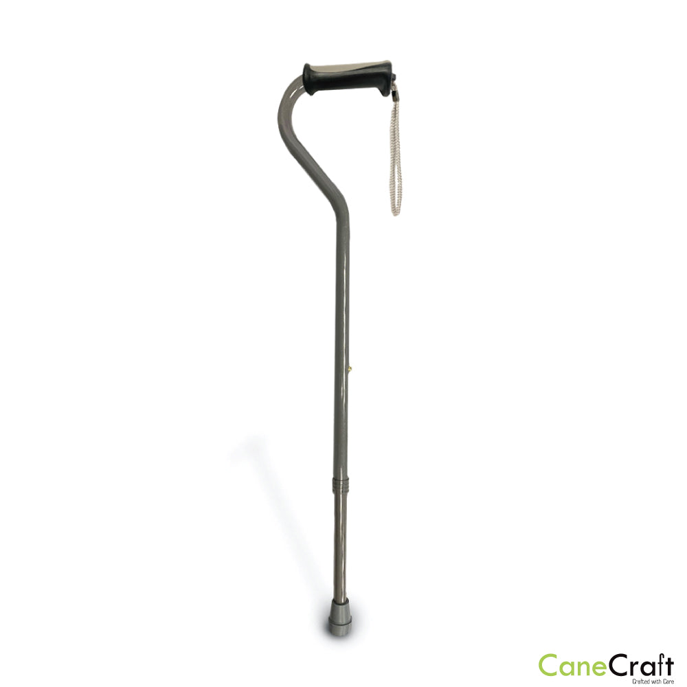 Offset Handle Cane Standing with Soft Rubber Grip - Pearl Grey