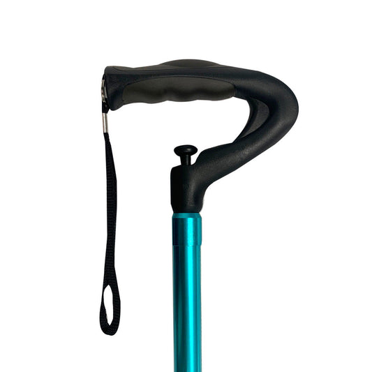 Modified Offset Cane Handle with One Push Button- Blue