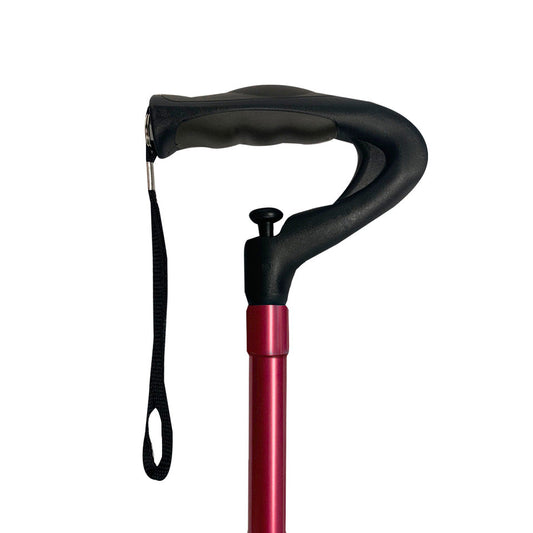 Modified Offset Cane Handle with One Push Button- Red