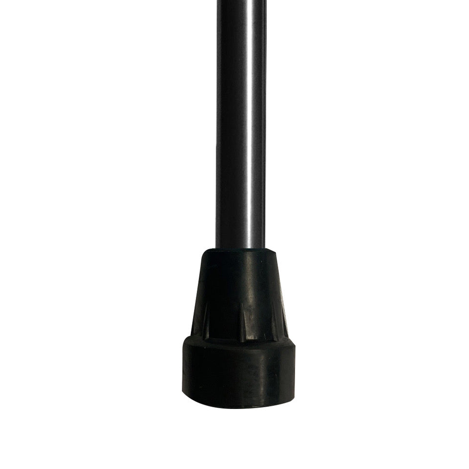 Offset adjustable walking cane with slip resistant rubber tip