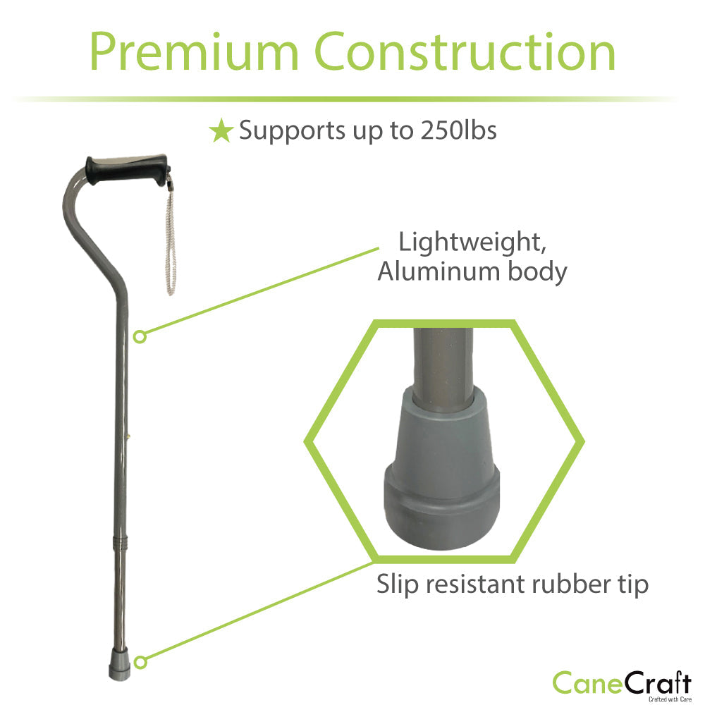 Offset Handle Cane with Premium Construction - Pearl Grey