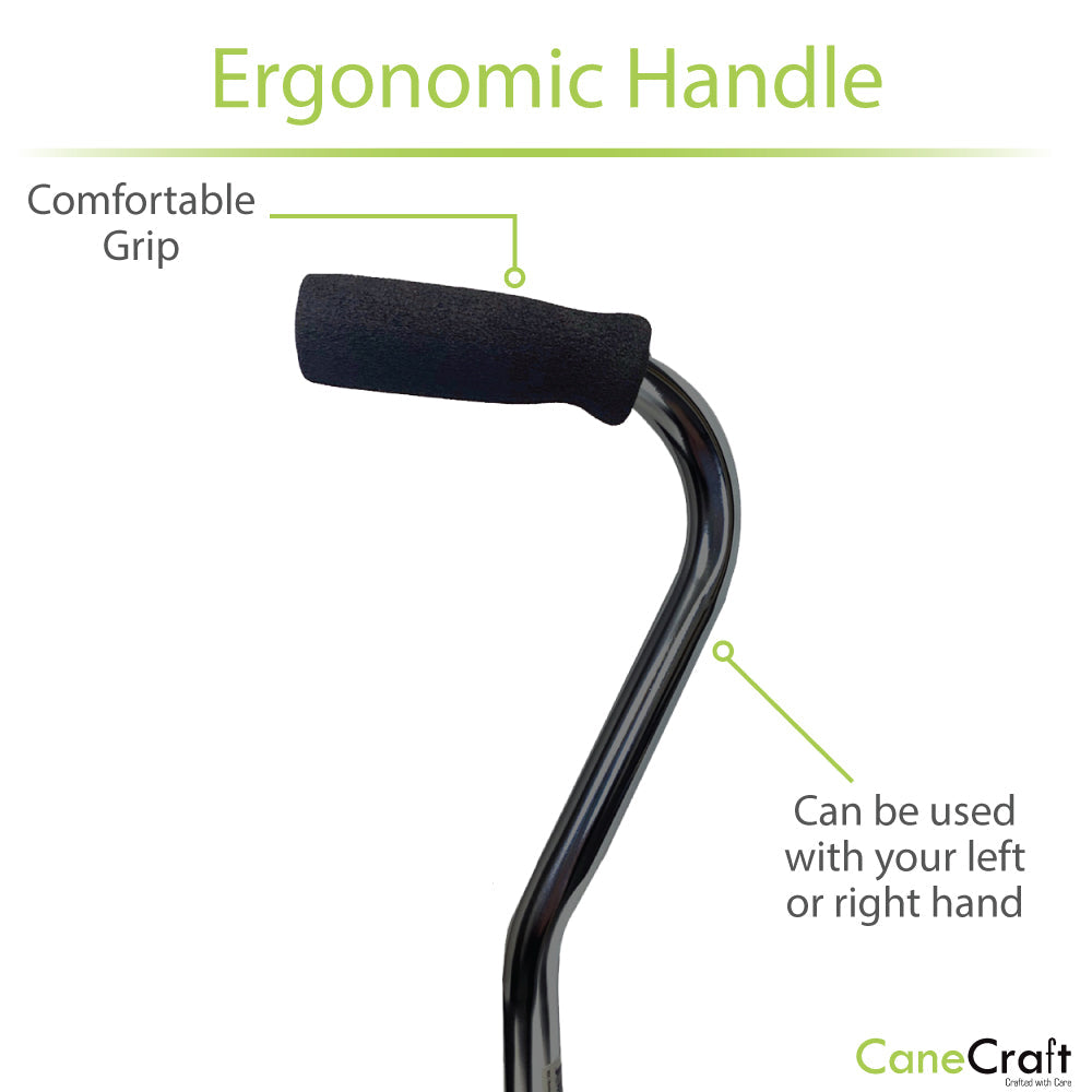 Small Base Quad Cane Black with Foam Ergonomic Handle