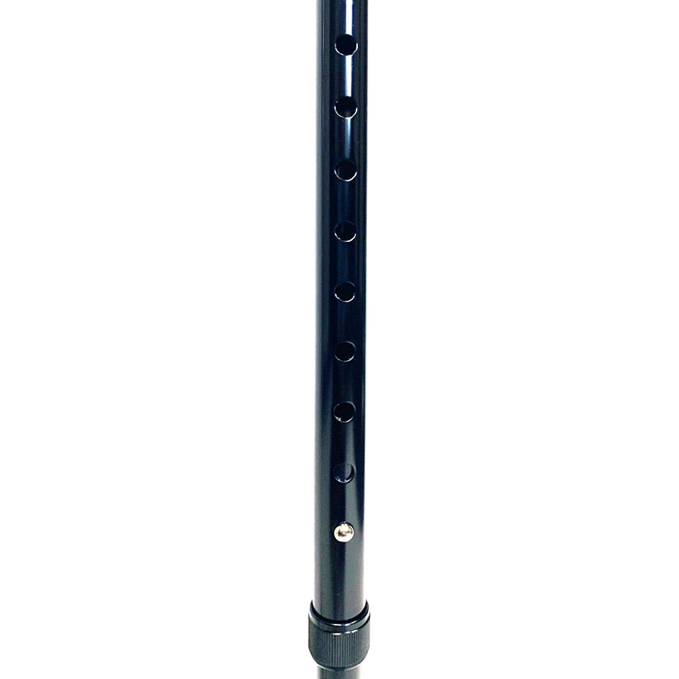 Height Adjustable Quad Cane with Small Base - Black