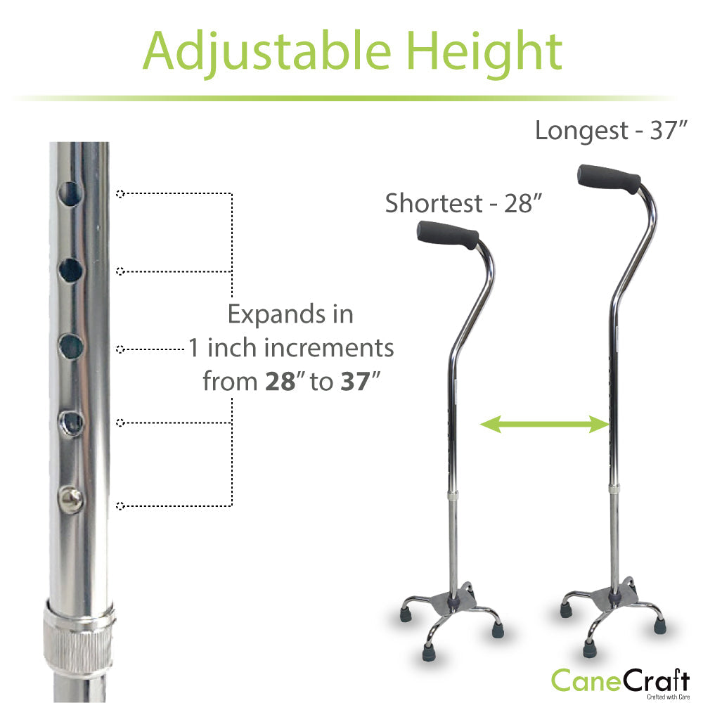 Quad Cane with Adjustable Height from 28" to 37"