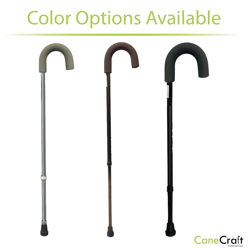 Round Handle Cane Color options available in Chrome, Bronze and Black.