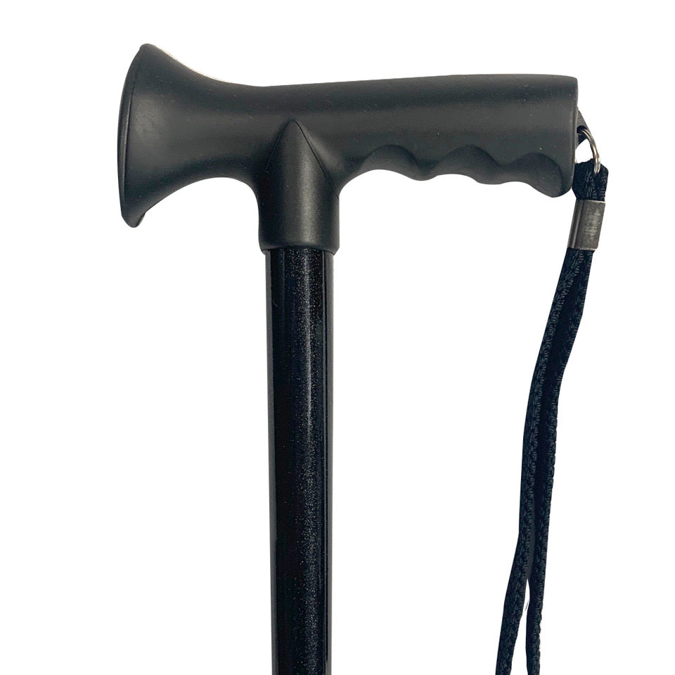 T-Handle Adjustable Cane with Soft Rubber Grip - Black –