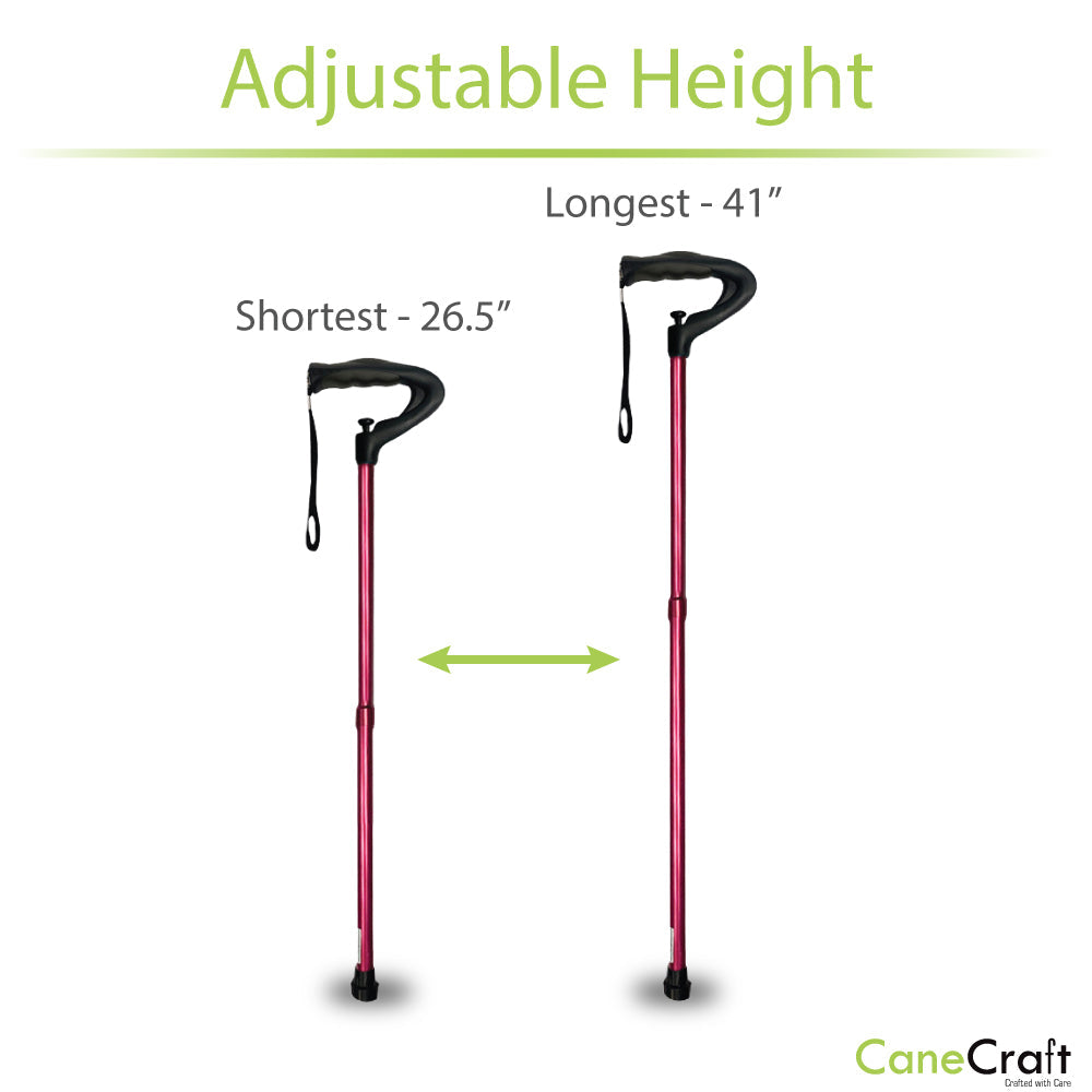 Code Red Cane One Push Button Height Adjustable Walking Cane - Red – CaneCraft.com