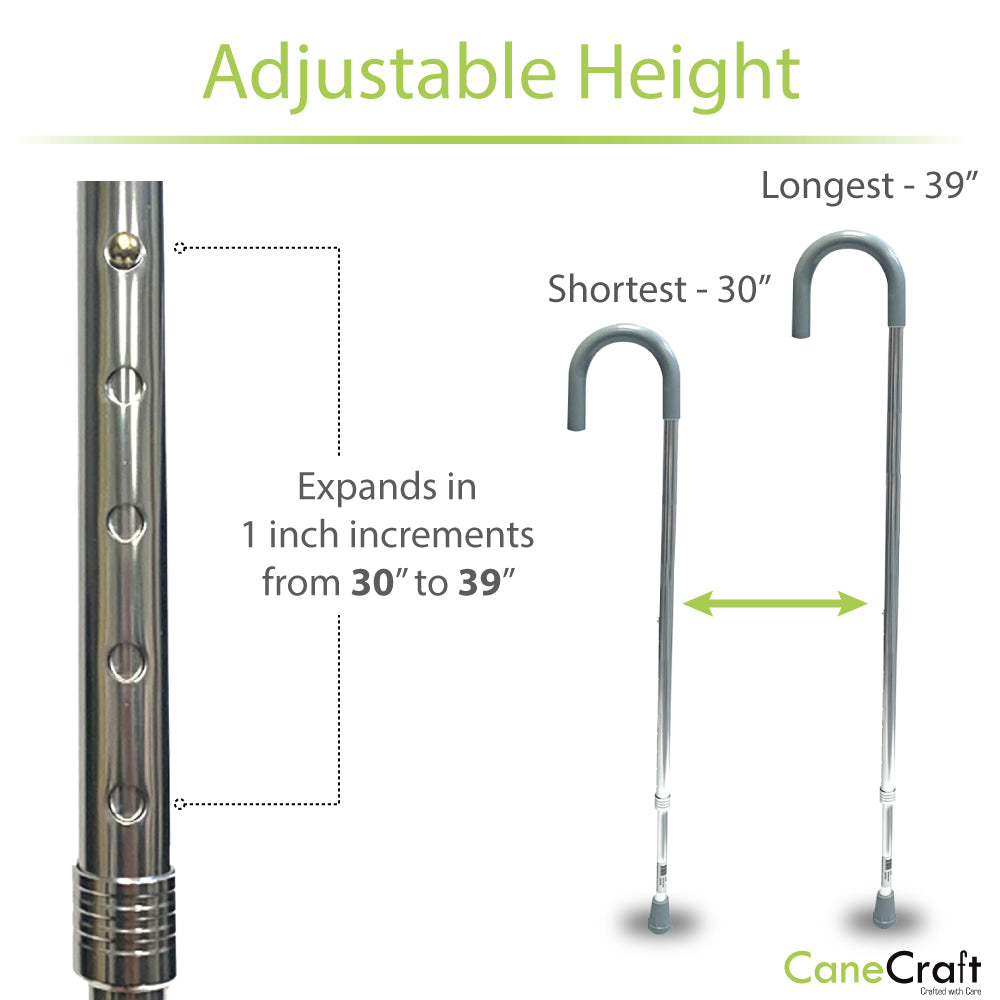 Slim Round Handle Height Adjustable Walking Cane with long lasting PVC hand grip