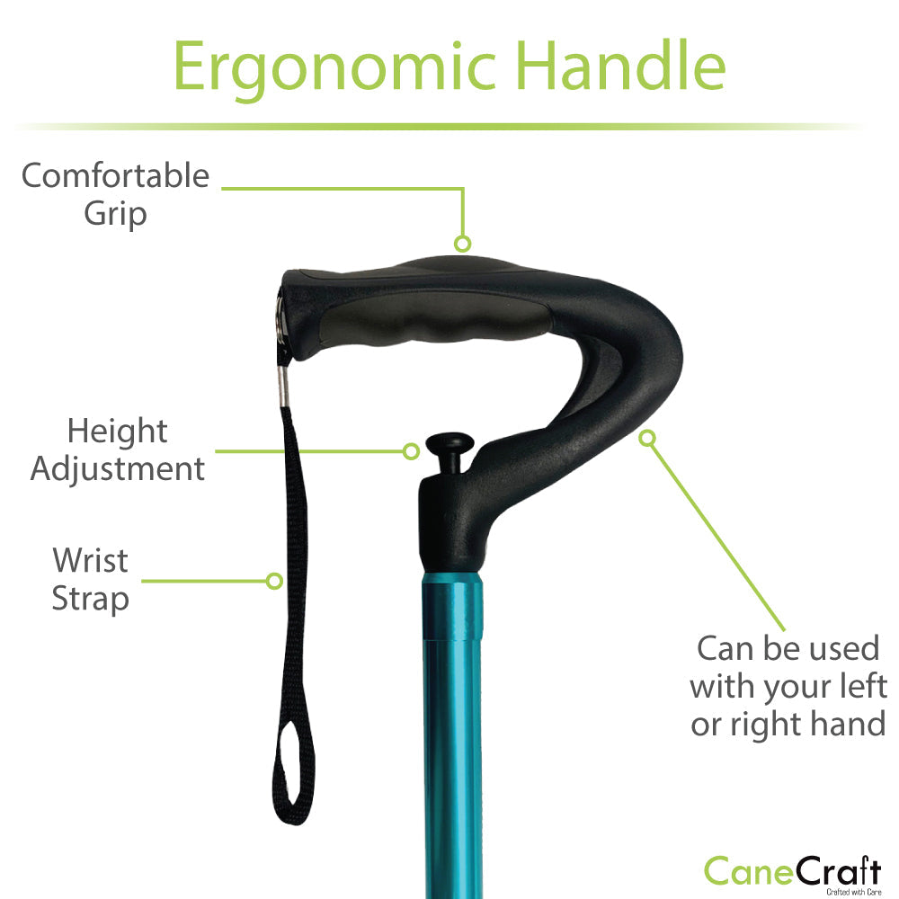 One Push Button Height Adjustable Walking Cane - Blue – CaneCraft.com