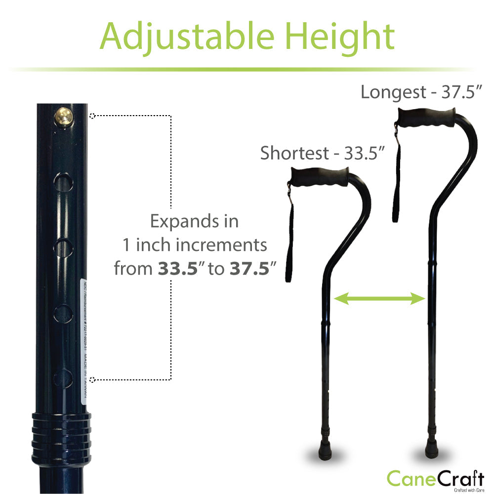 Offset Adjustable Folding Cane takes minimal storage space and gives you an elegant look. 