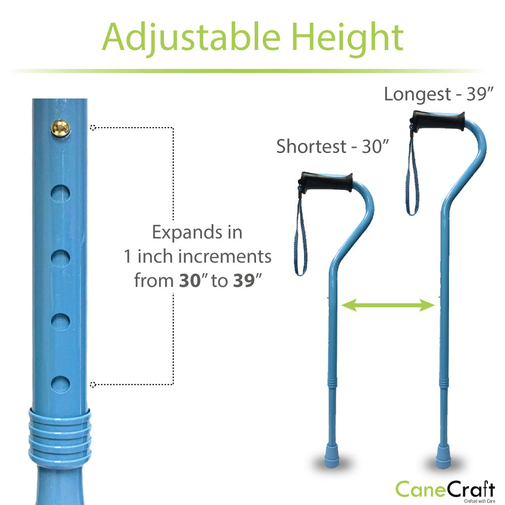 Offset Cane Aqua Blue Adjustable Height