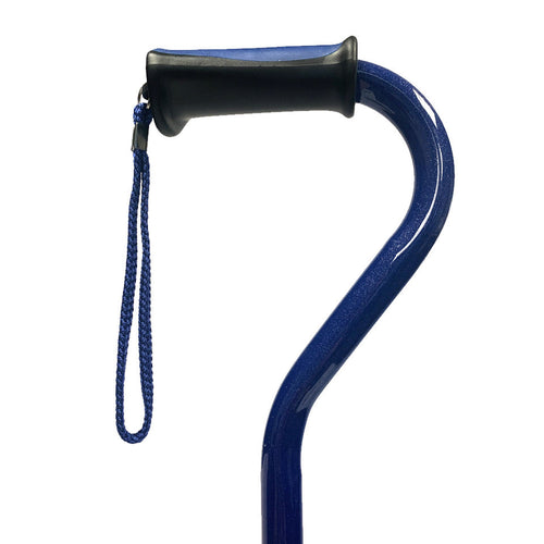 Offset Handle Walking Cane with Soft Rubber Grip - Dark Blue