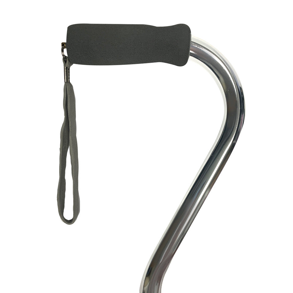 Offset Handle Adjustable Walking Cane with Soft Foam Grip - Silver ...