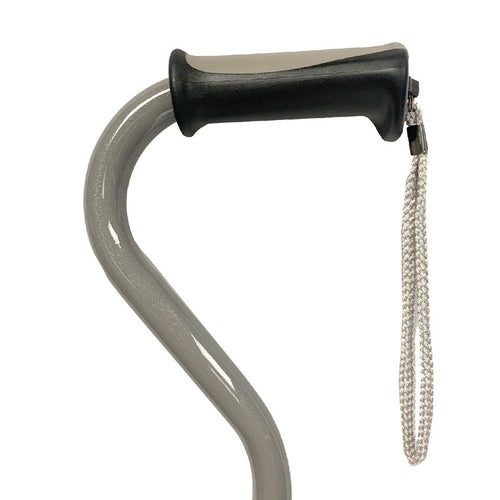 Offset Handle Walking Cane with Soft Rubber Grip - Pearl Grey