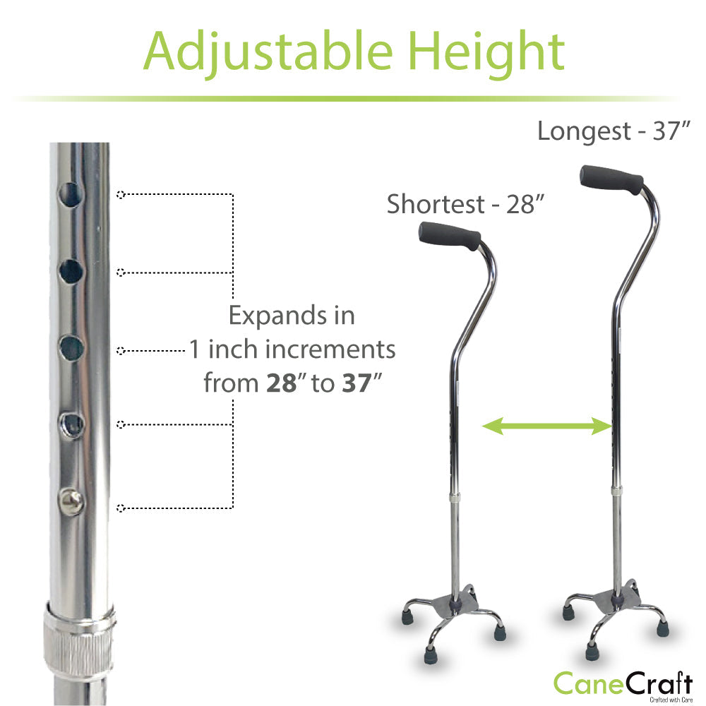Adjustable Quad Cane Small Base - Chrome – CaneCraft.com