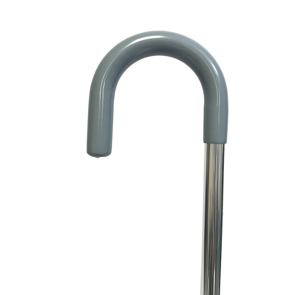 Slim Round Handle Height Adjustable Walking Cane - Silver – CaneCraft.com